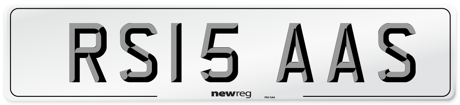 RS15 AAS Number Plate from New Reg
